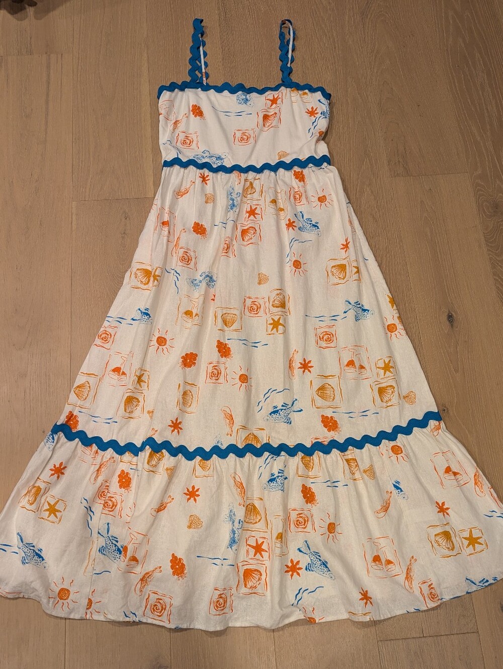 Summer Tiered Sundress with Coastal Motif